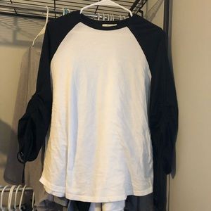 statement sleeve baseball 3/4 sleeve top